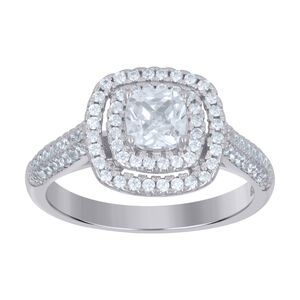 925 Sterling Silver Womens Princess Cut Cubic-Zirconia Bridal Ring Size 9